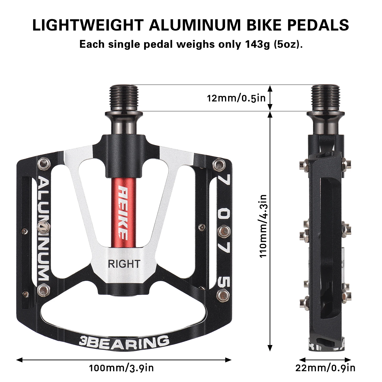 Aeike Mountain Bike Pedals Lightweight Aluminum Bicycle Pedals MTB Road Bike Cycling Pedals Platform