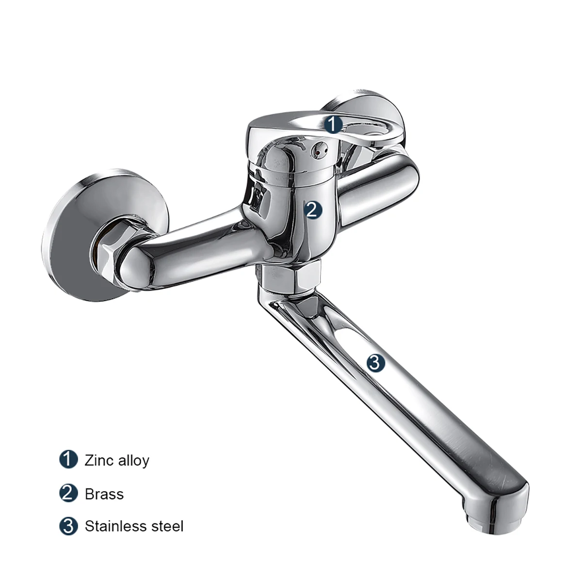 Wall Mounted Brass Kitchen Sink Faucet Mixer Tap