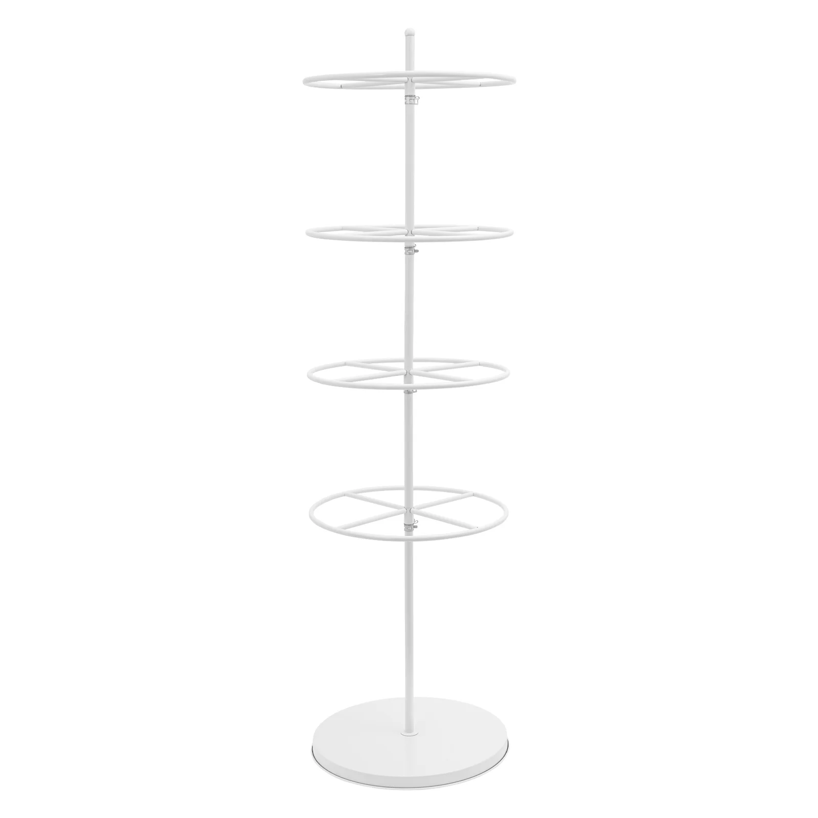 4-stufiges, verstellbares, drehbares rundes Präsentationsregal 360 ° Drehbare Regalständer aus Eisen für Schmuck, Socken und kommerzielle Kleiderständer – Detail 13