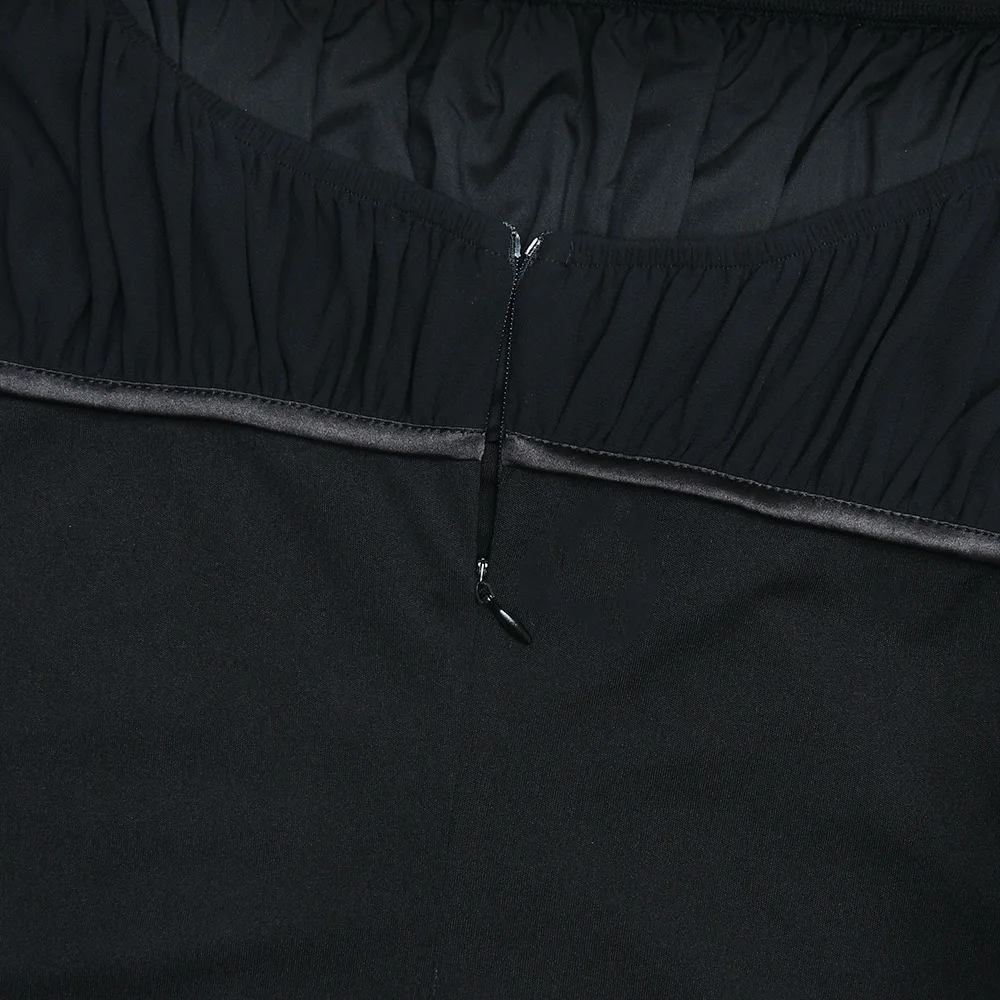 Elegant Chiffon Patchwork Zipper Slim Dress Women Autumn Winter 2025 New Pleated Square Neck Skirt Sexy Backless Vestido