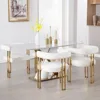 Dining Room Chairs Set of 4 with Arms Glam Barrel Chairs with Gold Chrome Legs Velvet Modern Side Chairs 1