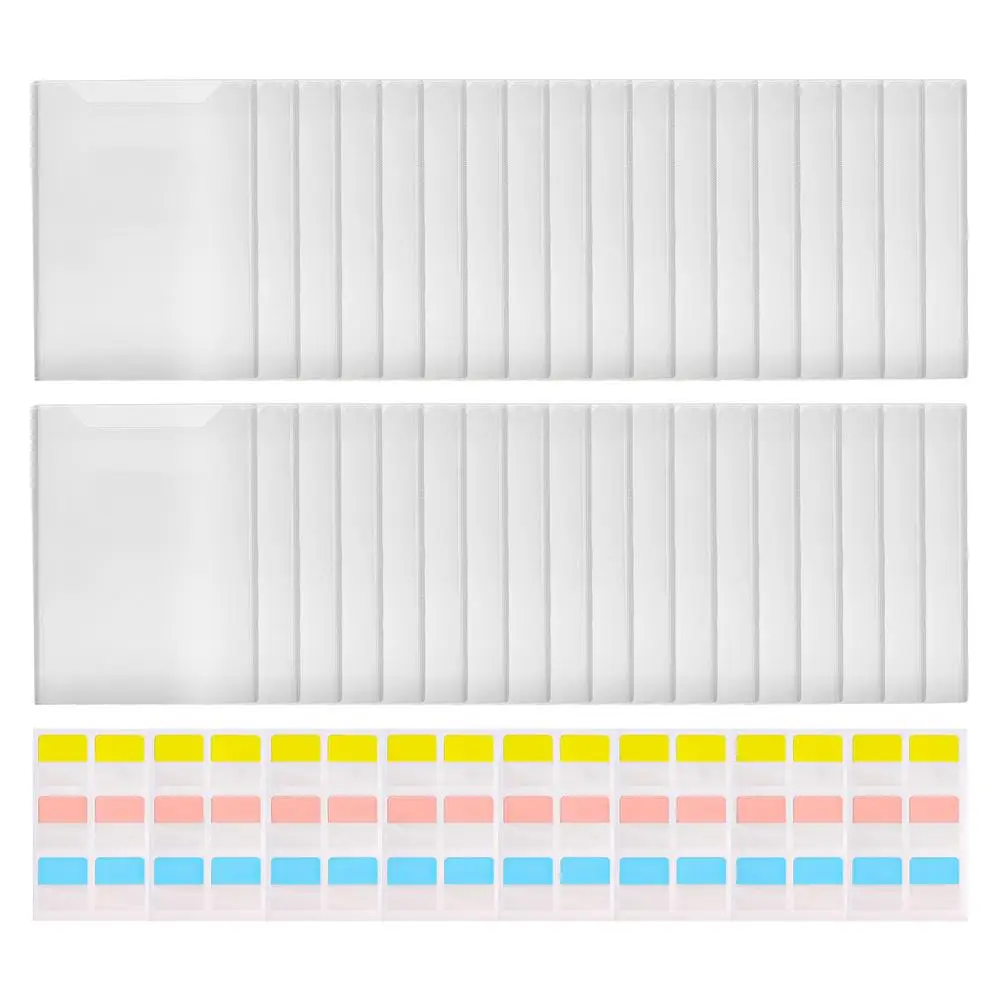 Clear File Folders 30 Pieces Paper Pocket With 60 Sticky Index Tabs Reusable Document Folder For Teachers Students_voghion.com