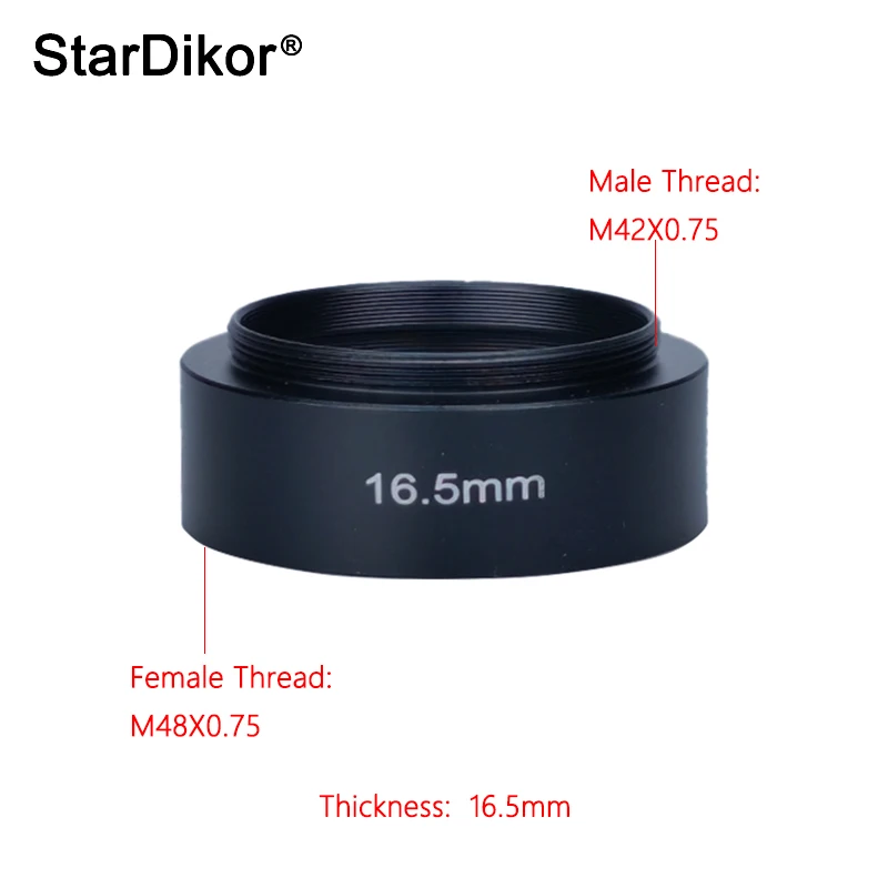 

StarDikor M48-M42 (16.5mm) M48X0.75 Female Thread To M42X0.75 Male Thread Telescope Adapter Metal Ring For ZWO/QHY Cameras