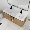 48-Inch Double Sink Vanity Modern Wall Mounted Bathroom Vanity with Double Resin Sink 48" Large Floating Bathroom Vanities Set 1