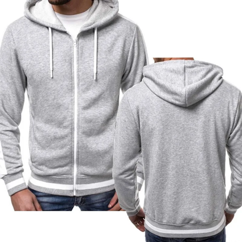Men Sports Casual Hoodies Wear Zipper Tide Jacquard Fleece Jacket Fall Sweatshirts Spring Autumn Coat Sweatshirt Mens Jacket