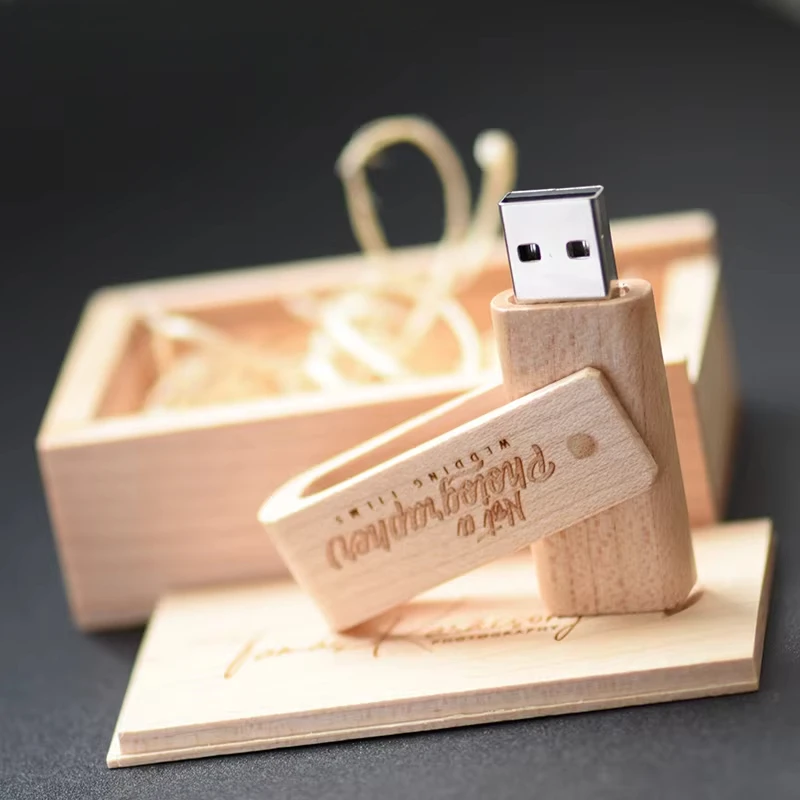 호두 나무 회전식 USB 플래시 드라이브 128GB 무료 맞춤형 로고 메모리 스틱 64GB 사진 스튜디오 Pendrive 32GB 크리 에이 티브 선물