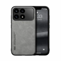 Luxury Leather Ultra Thin Silky Feel Phone Case for Poco M7 Plus (Light Gray)