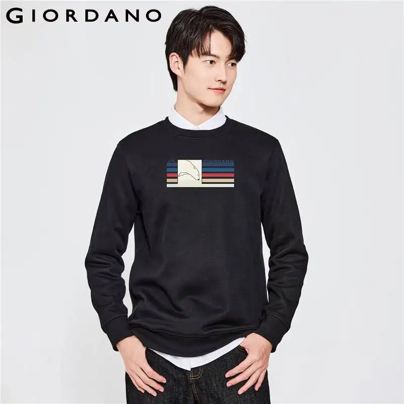 

GIORDANO Men Geto2.Net Series Sweatshirts Bear Print Sweatshirts Fleece-Lined Crewneck Fashion Casual Sweatshirts 91093277