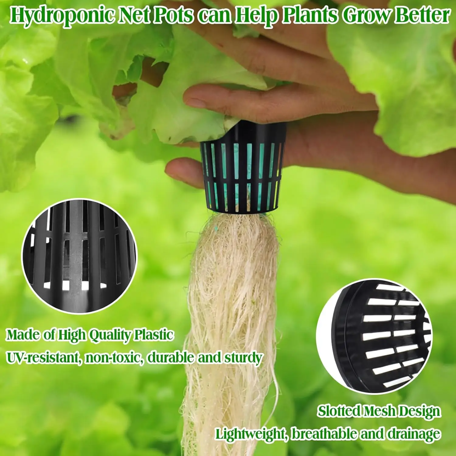 Garden Slotted Mesh Net Cups Plant Nursery Net Cups for Hydroponics Reusable Bucket Basket for Plants 25/50 Packs 2 Inch