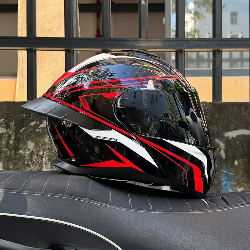 thumbnail image 1 of Casco de motocicleta abatible hacia arriba con doble espejo trasero grande, para las cuatro estaciones, de cara completa, para carreras de motos, motocross, lentes de visión nocturna, 1 of 5