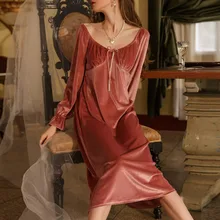 

New Nightdress Women Fleece Sexy Lace Nightgown Solid Warm Autumn Loose Sleepdress Winter Home Dressing Gown Pajamas Plus Size