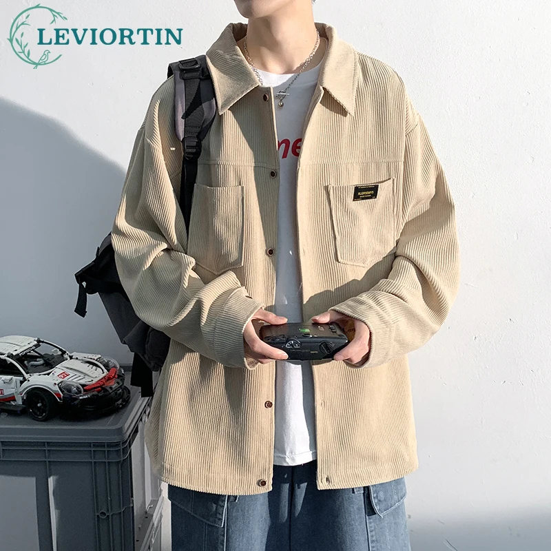 

2023 Art Style Men's Corduroy Long Sleeve Shirts Autumn Korean Shirt Woman Fashion Casual Oversize Shirt Jacket Quality Clothing