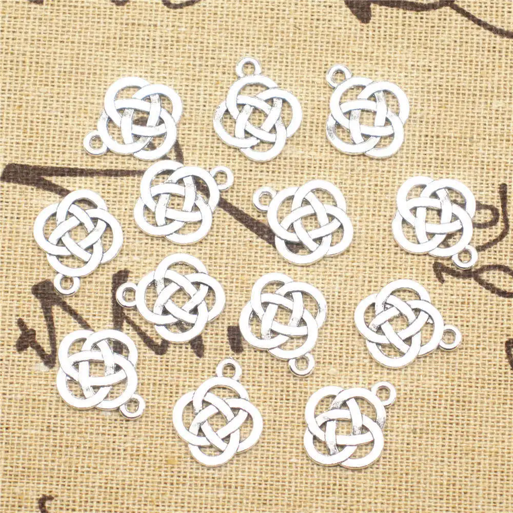 

Jewelri Children Craft Charms Chinese Knot Antique Silver Color Pendants 28x35mm 10pcs