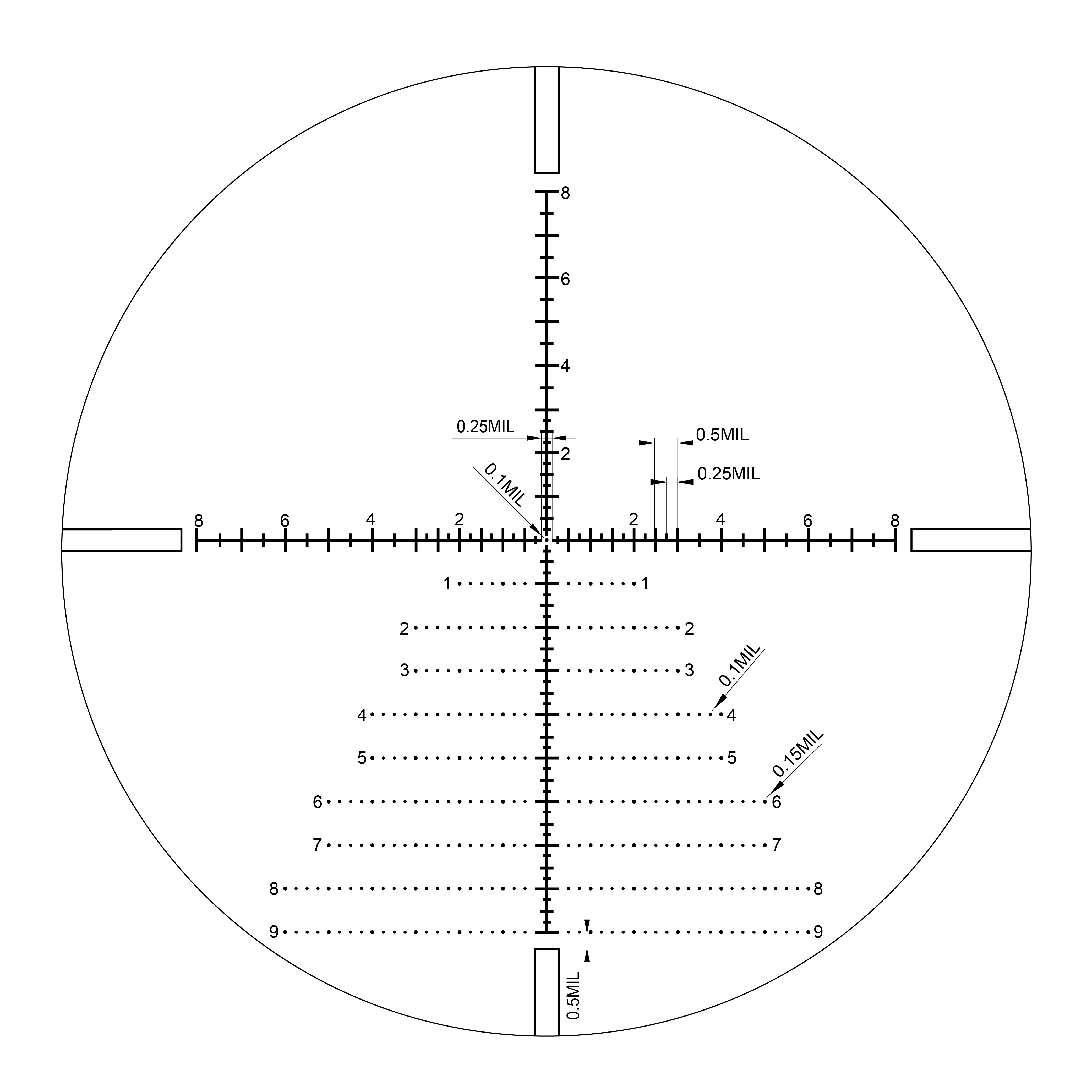 Rifle Scopes 6-24x50-FFP 8 yds Focus 30mm Tube 1/10Mil Adjust Zero Lock Glass Etched Reticle Hold .338 Red Win Seasons rifle scope