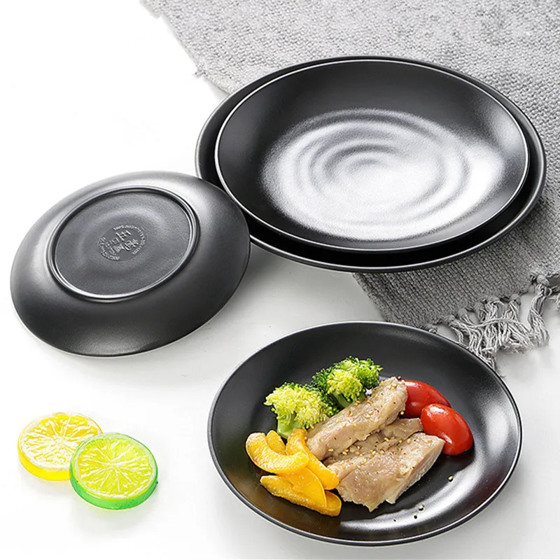 Dining Dish Black Melamine Dinner Plate