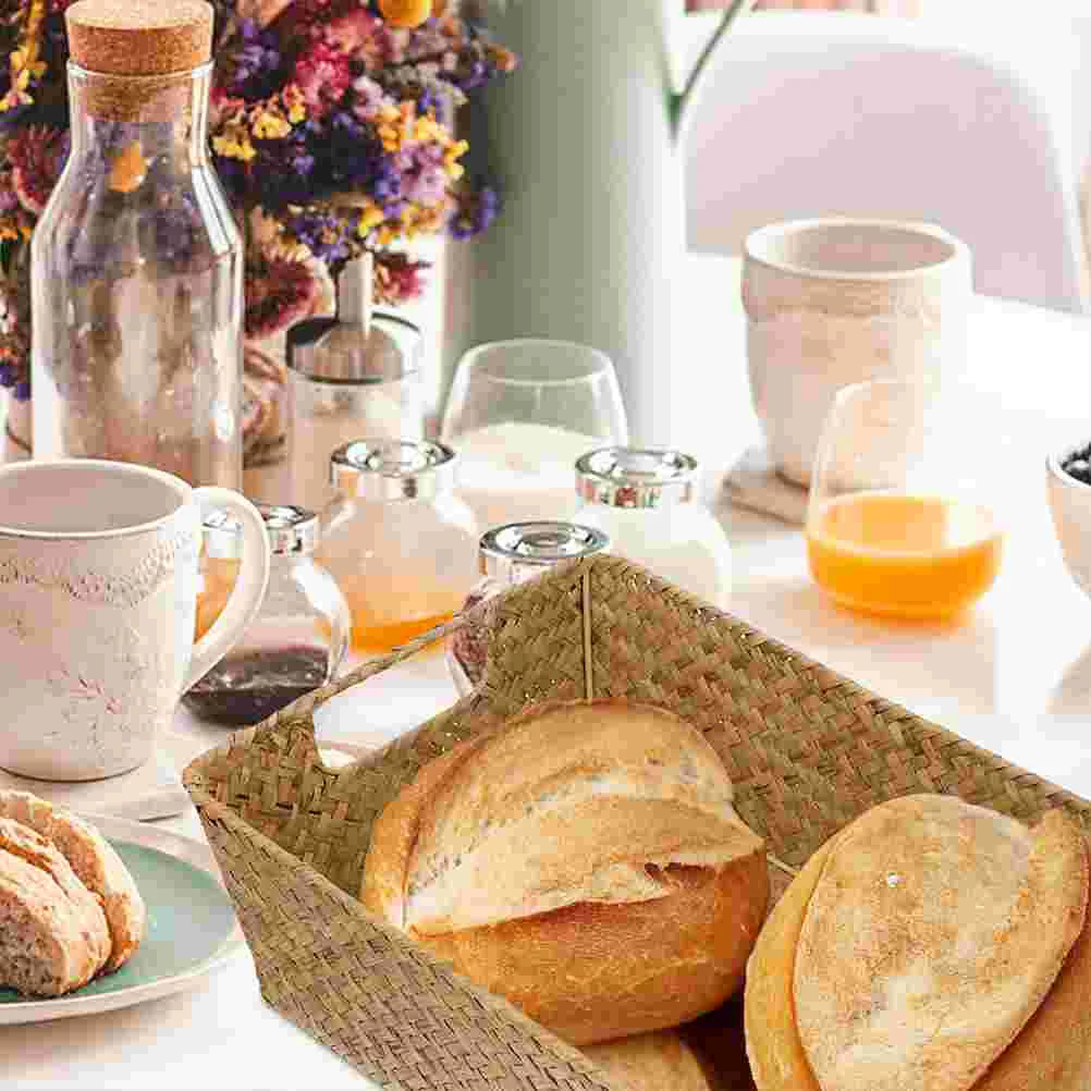Natural Large Woven Seagrass Basket Of Straw Wicker For Home Table Fruit Bread Towels Small Kitchen Storage Container 4
