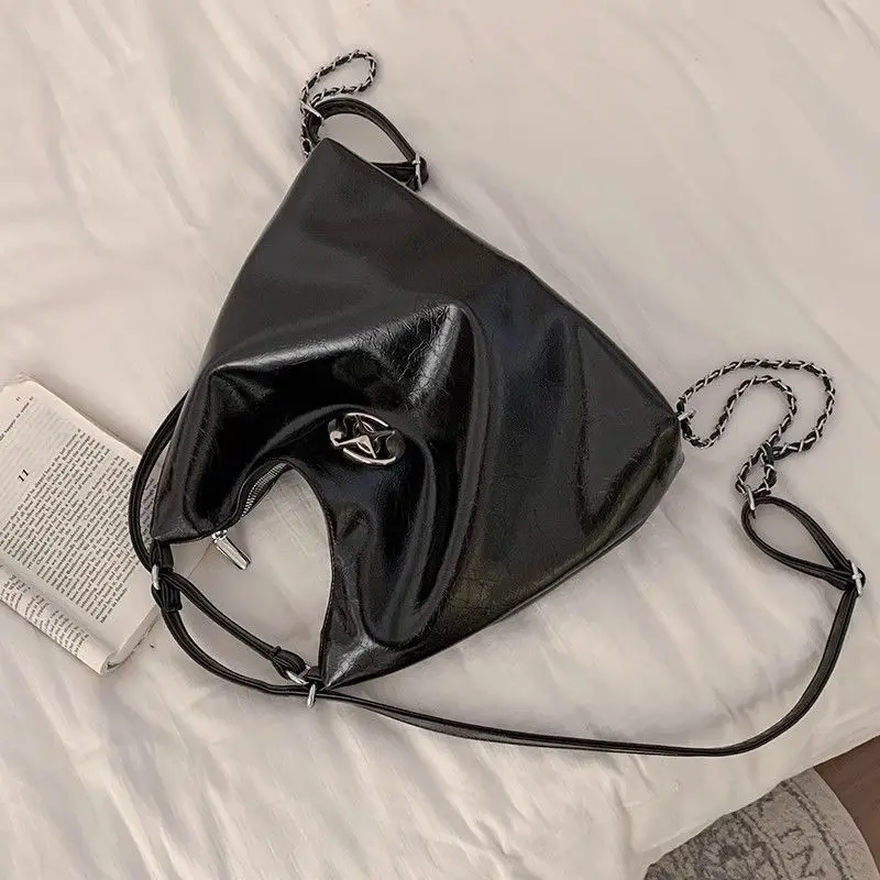 JIAERDI Sweet Cool Black Mochila Women Vintage Pu Leather Chain Chic Y2k Backpack Female Retro Casual Shoulder Bags Handbag New