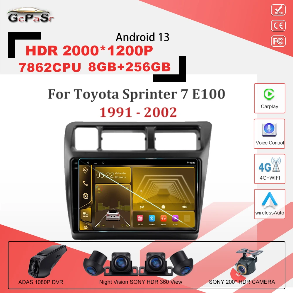 

Android 13 For Toyota Sprinter 7 E100 1991-2002 Multimedia Screen TV Vehicle Navigation Stereo Auto Multimedia Player 4G 7862CPU