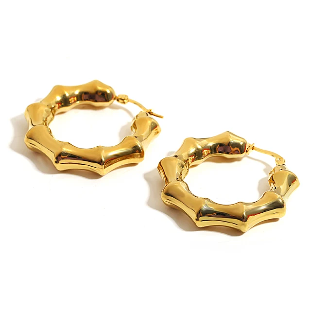 Cameo Oro Orecchini A Cerchio Grandi In Bambù – Eleganti E Leggeri – Tono Oro O Argento, Diametro 3,5 Pollici Orecchini Stile Etnico Chic - Foto 4