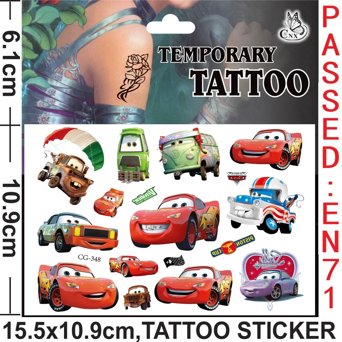 Pegatinas de tatuaje Cars Lightning Mcqueen, tatuajes temporales para niños, suministros para fiestas de cumpleaños, recuerdos, lindos tatuajes, pegatinas de decoración