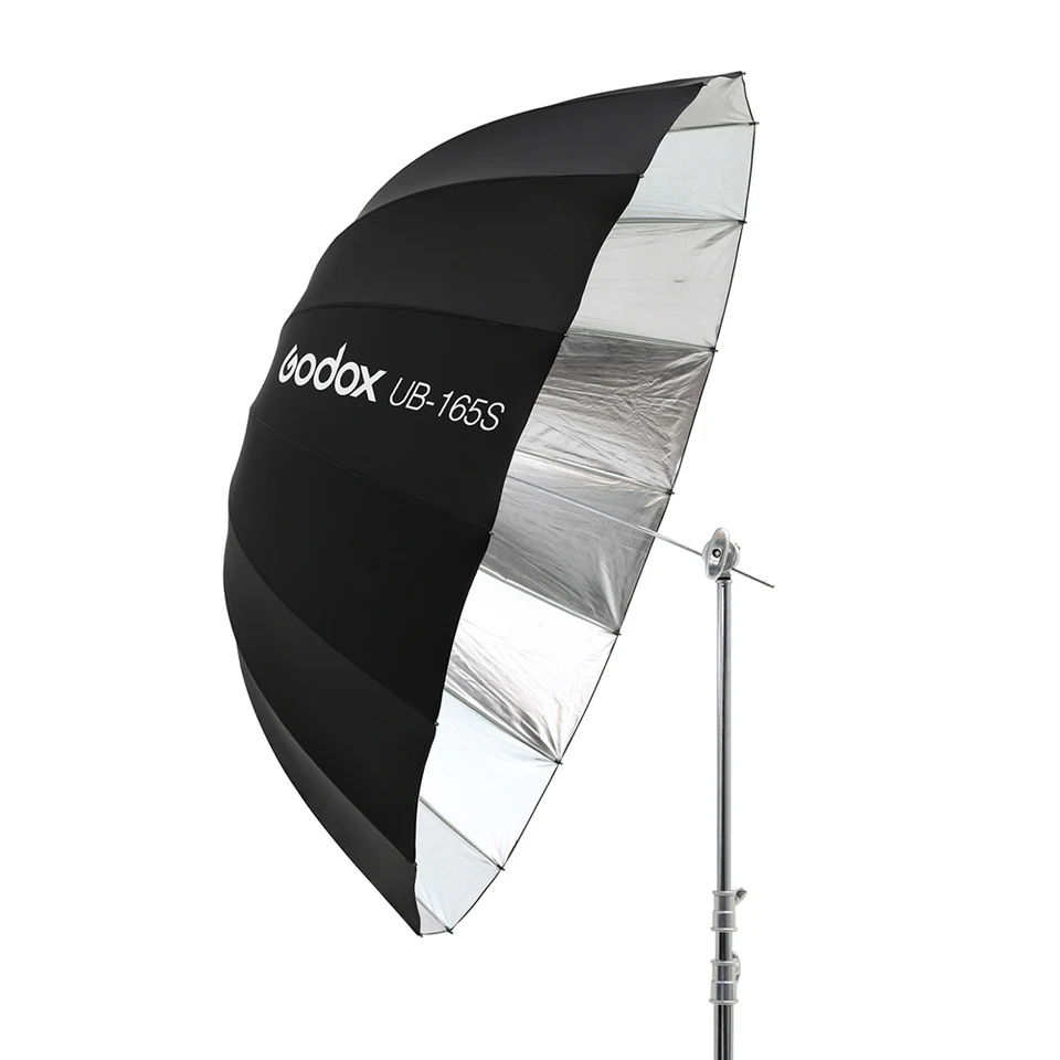 고독스 UB-165S 65인치(165cm) 파라볼릭 블랙 반사 우산 스튜디오 조명 우산 (블랙 실버 디퓨저 커버 천 포함)