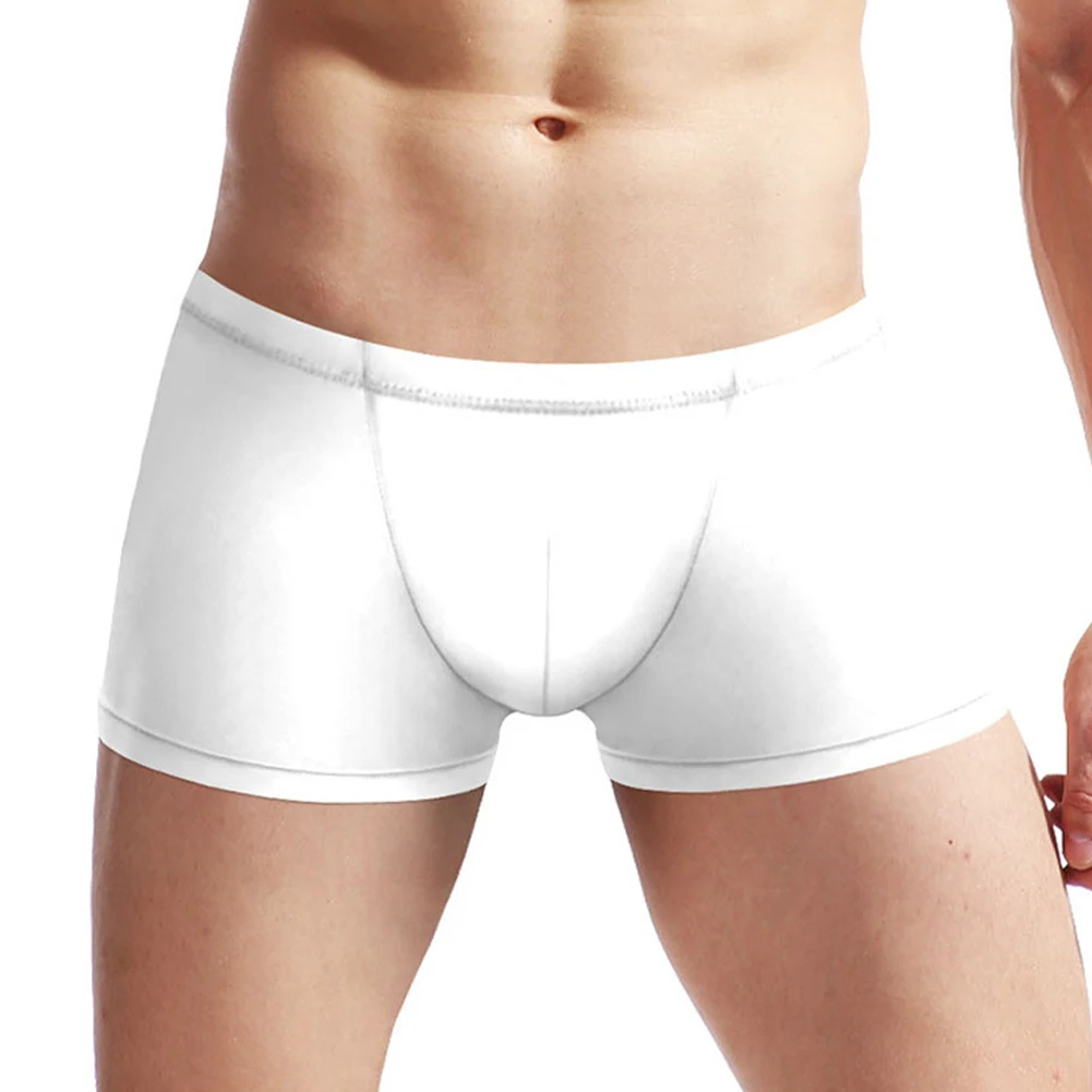 

New Mens Sexy Silk Lingerie See Through Low Waist Mesh Boxer Brief Pouch Trunks Underwear Shorts Traceless Male Boxer Shorts