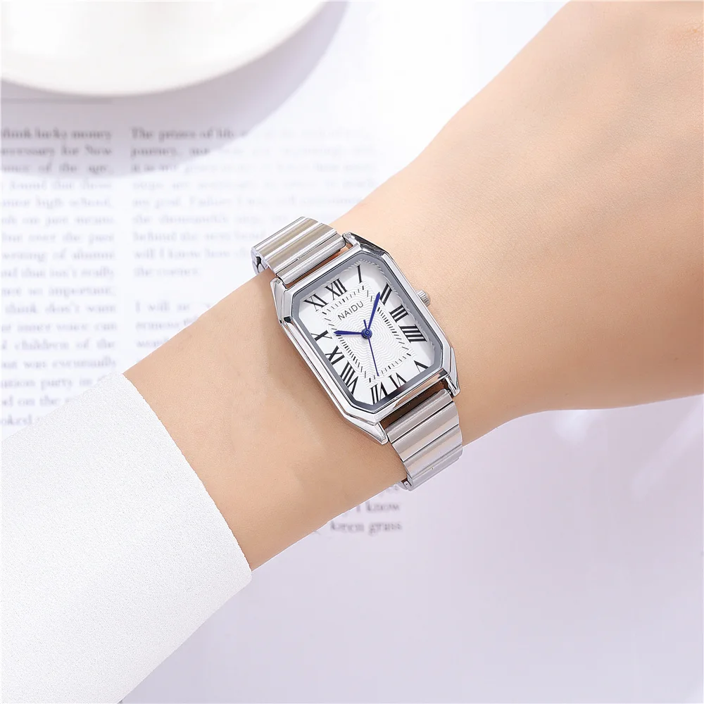 trendy elegant women steel dress watch rectangle dial quartz wristwatch 3