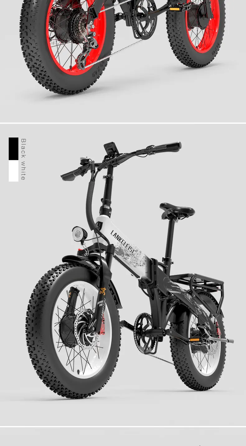 LANKELEISI X2000 MAX 20-Zoll Faltbares Elektro-Mountainbike: 2000W Doppelmotor, 48V 20Ah Lithium-Akku, 130km Reichweite Fatbike E-Bike – Detail 19