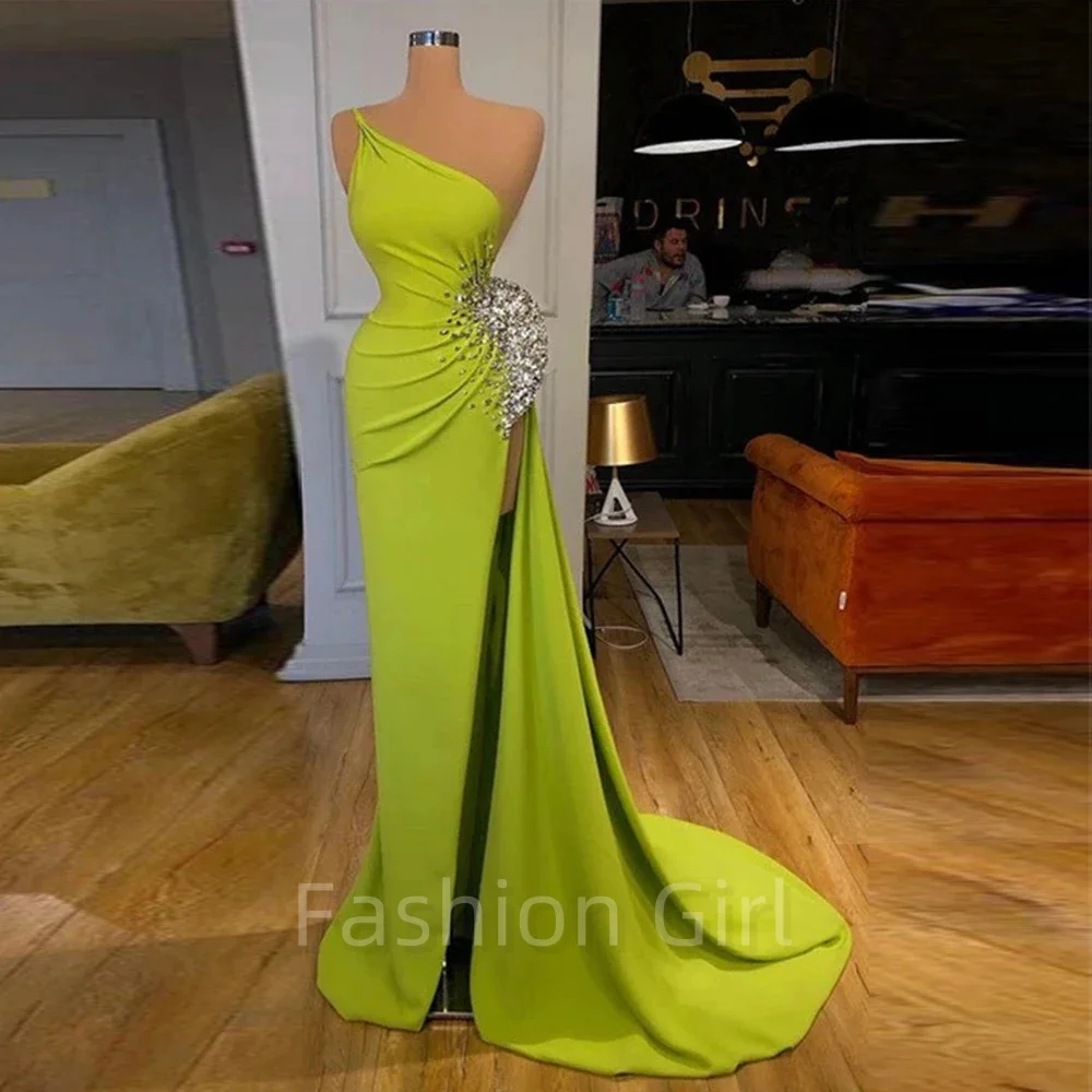 

Luxurious Sexy Beading High Fork Off Shoulder Sleeveless Long Dresses Evening Party Dresses Women Elegant Mermaid Dresses 2023