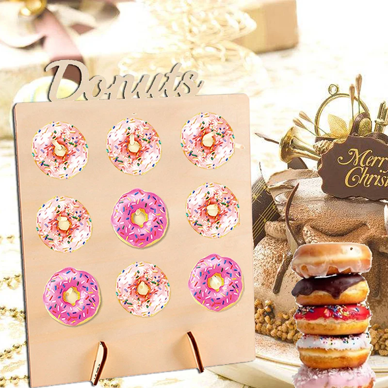 1 pc Donut Boards WoodenWall Holds Donut Boards Stand Hanging DonutsTable Wedding Decoration 2