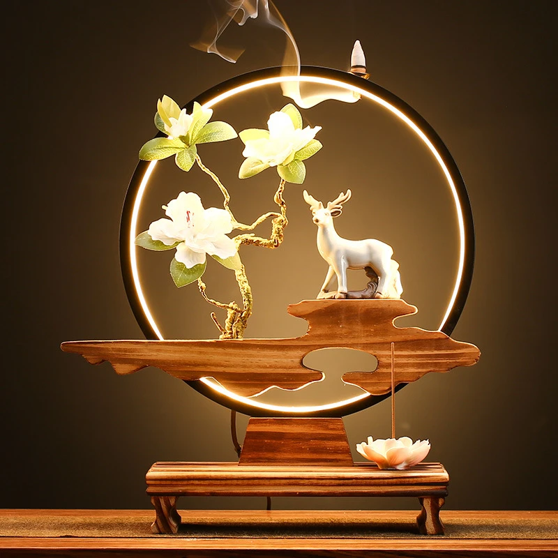 Led Decoration Creative Reverse Flow Incense Burner Decoration Ceramic
