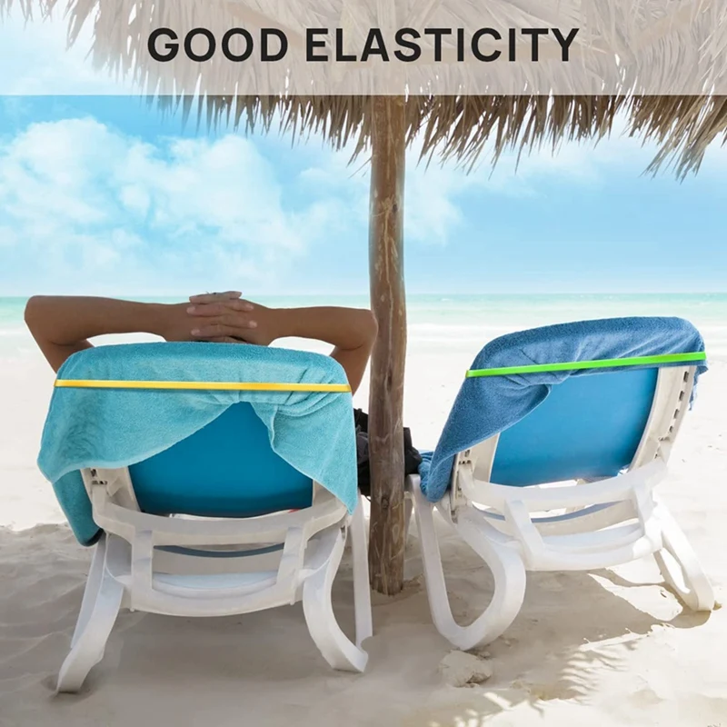 12 Pcs Beach Towel Bands,Elastic Beach Towel Holder,Chair Clips,Multicolor Towel Bands For Beach Chairs Swim Vacation 5