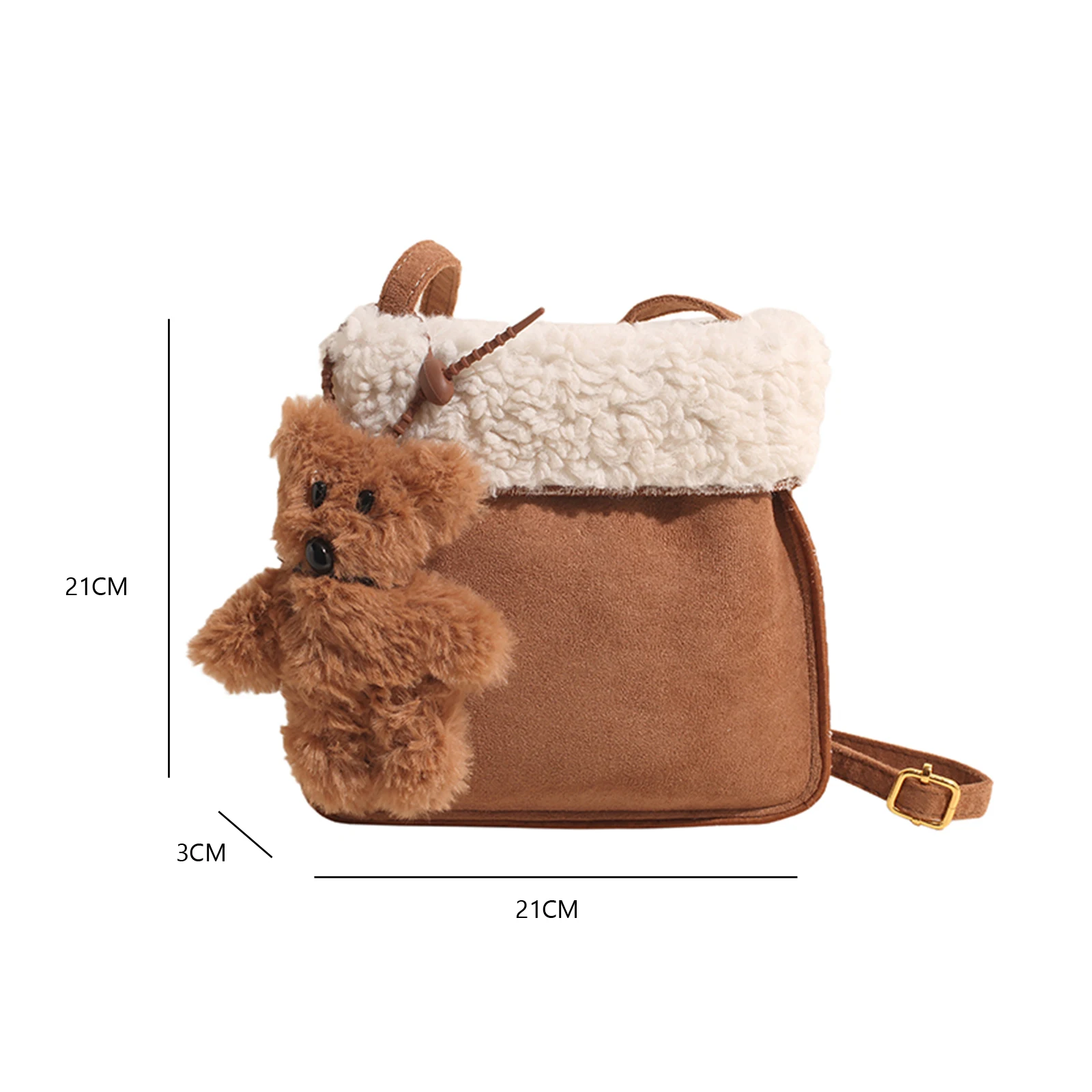 Lamb Shoulder Bag Solid Colour Furry Handbag Purses Faux Suede Coin Purse for Women Travel Shopping Work