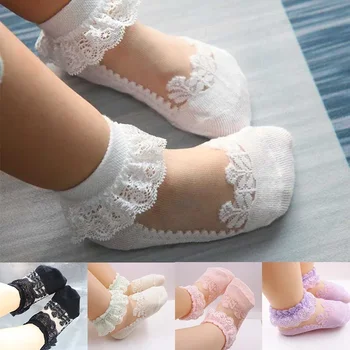 Soft Lace Mesh Socks for 0-5 Year Kids Summer Newborn Baby  Cotton Baby Girl Breathable See Through Anti Slip Socks 1