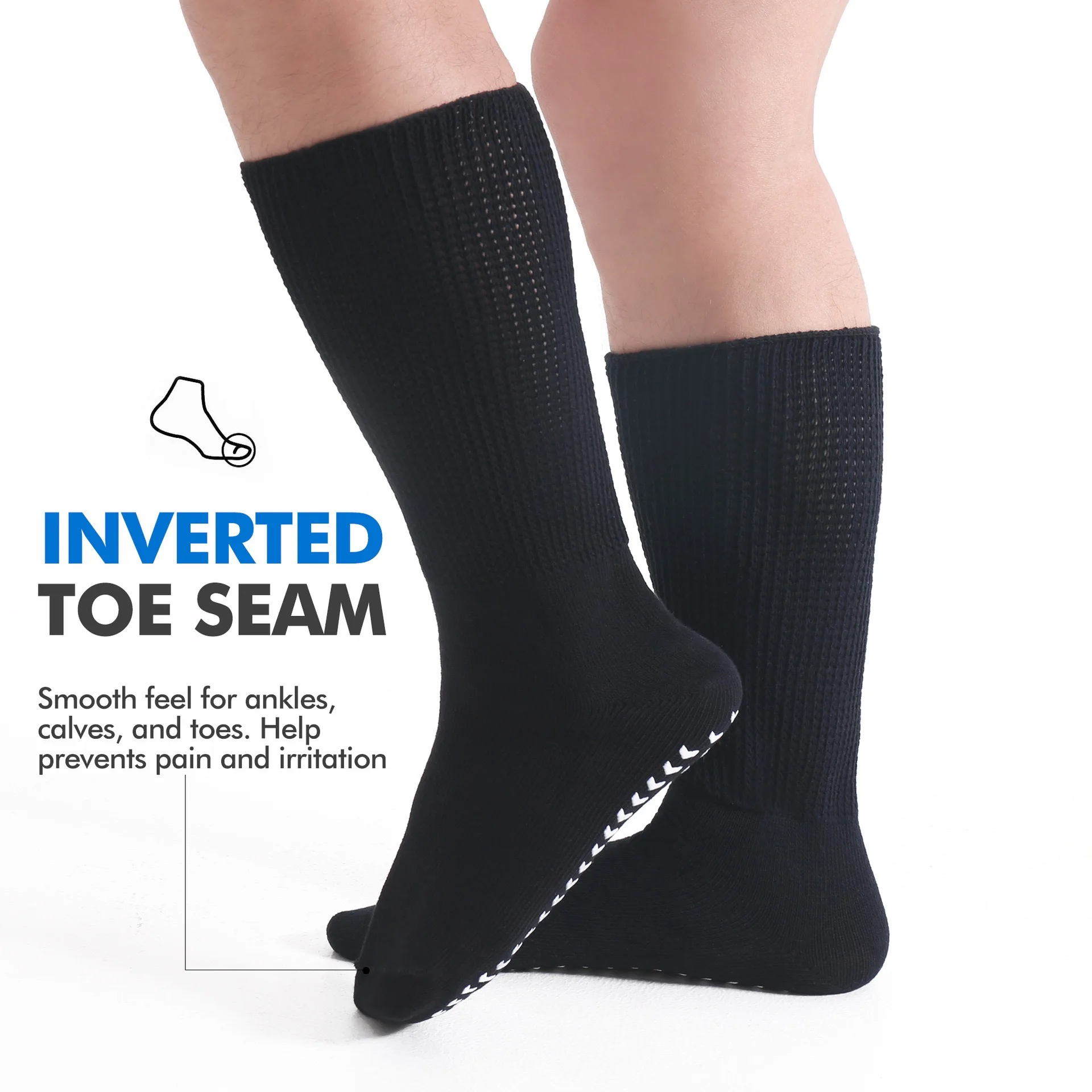 Calzini Per Diabetici Extra Larghi Oversize Antiscivolo Unisex Calzini Con Pinza Bariatrica Con Buona Elasticà Per Piedi Gonfi Donna Uomo - Foto 11