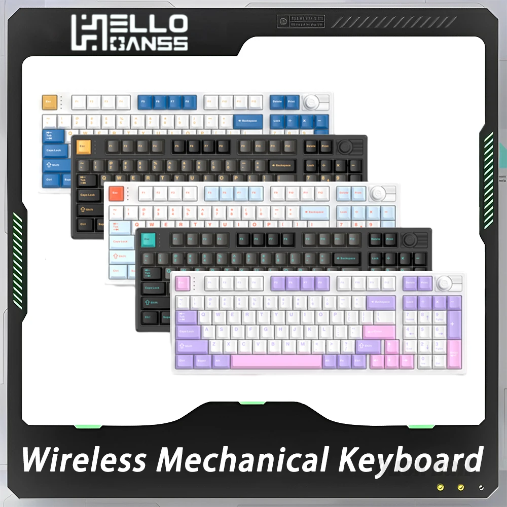 

HELLO GANSS HS98T PRO Mechanical Keyboard With Knob Three Mode Hot Swap RGB Gaming Keyboard PBT Keycap Pc Gamer Accessories Mac