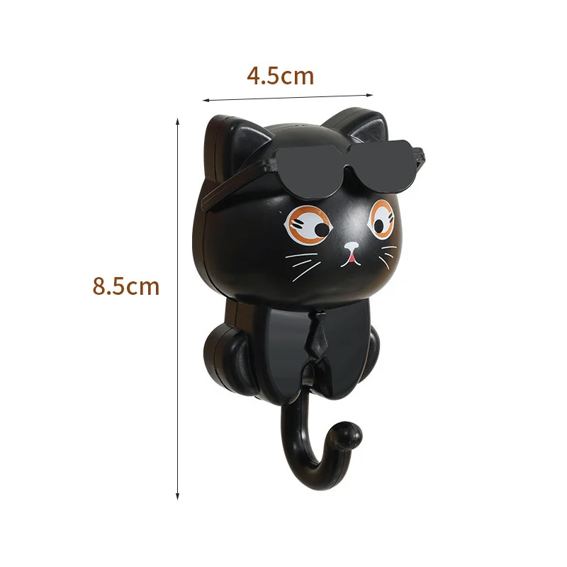 Charming Winking Cat Enamel Wall Hook - Decorative Cartoon Pet Design