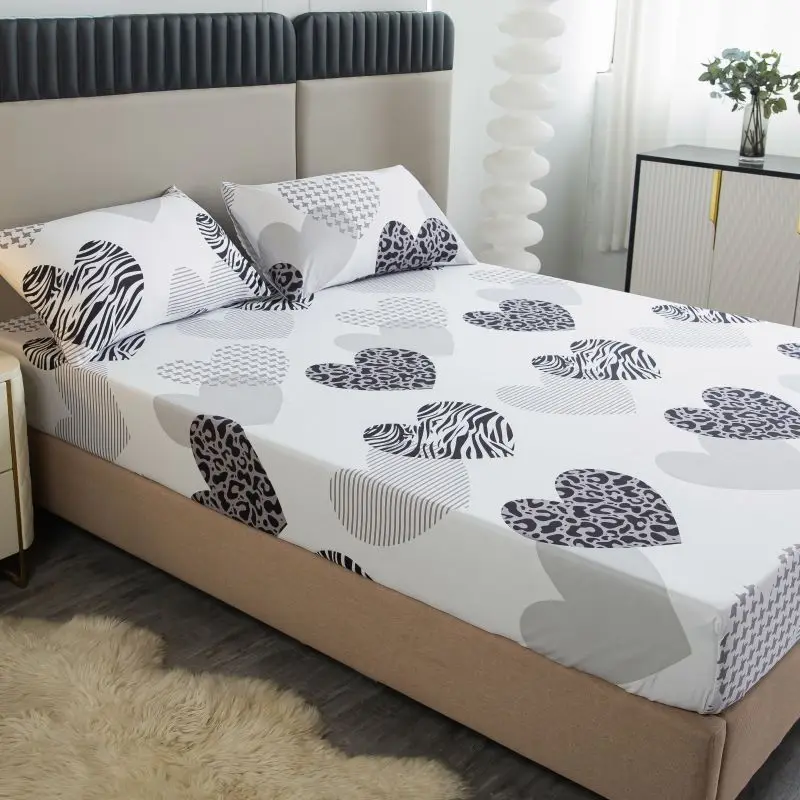 Description Picture 6 of itemLove Print Fitted Sheet Set Comfortable Bedding for Bedroom Guest Room Hotel with Deep Pocket Mattress Cover with Elastic Band