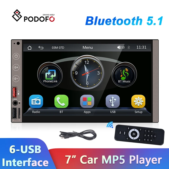 Podofo 2din 7 Car Radio Wireless Carplay Android Auto Stereo Car MP5  Player Bluetooth FM Radio TF/USB Car Multimedia Player - AliExpress
