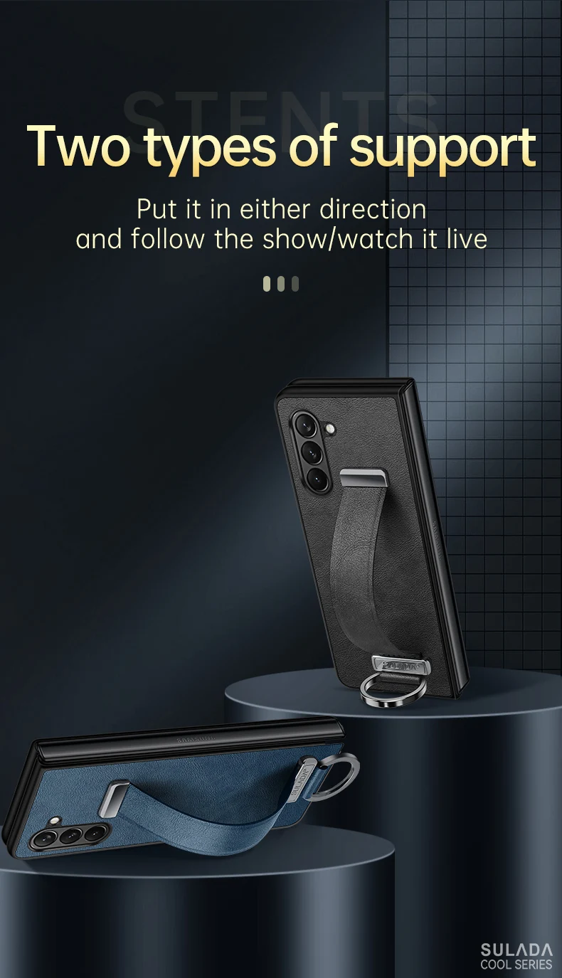 Finger Hand Grip Band Belt Strap Case For Samsung Galaxy Z Fold6 Fold5 Fold4 Fold 6 5 4 Business PU Leather Protector Shell | Gaffar India