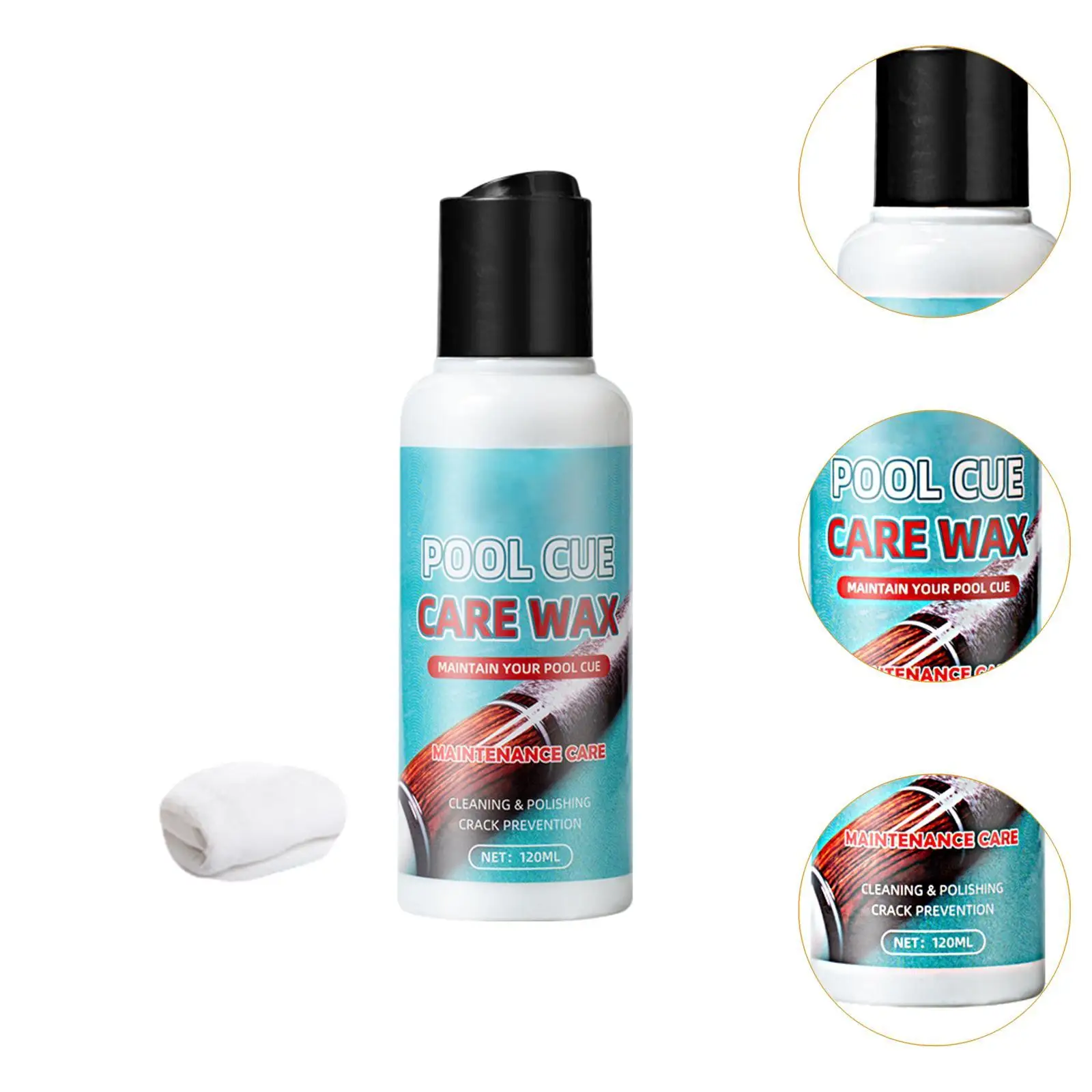 Pool Cue Polishing Wax Cue Stick Polisher Protective with Towel 120ml Cue Pool Cue Polishing Wax Cue Stick Polisher Protective with Towel 120ml Cue