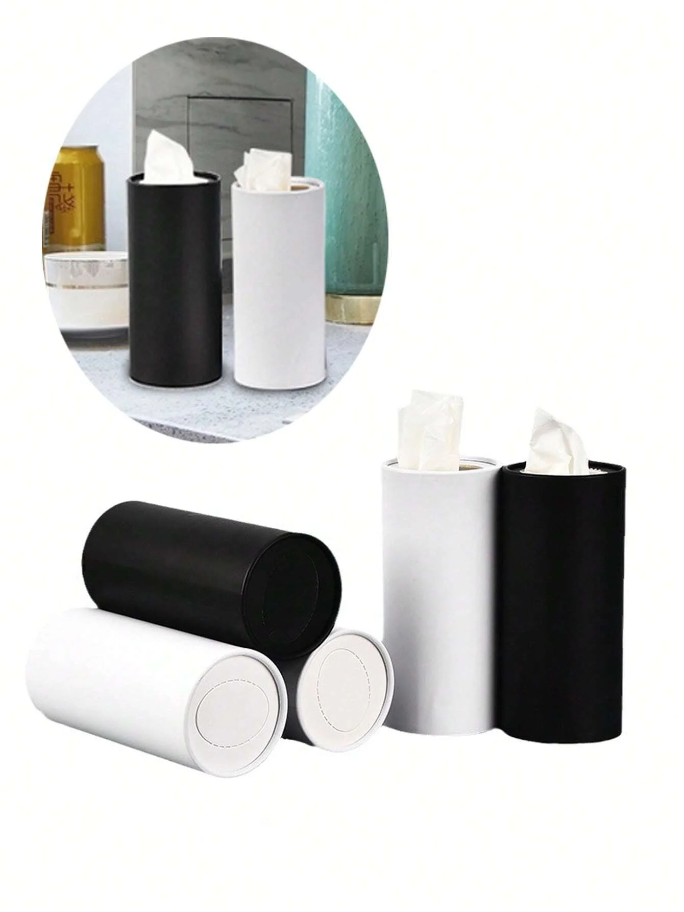 1pc Car Tissues Box Holder，Creative Design Travel Tissue Tubes Box Container，for Car Tissues Cylinder，Bathroom, Kitchen 4