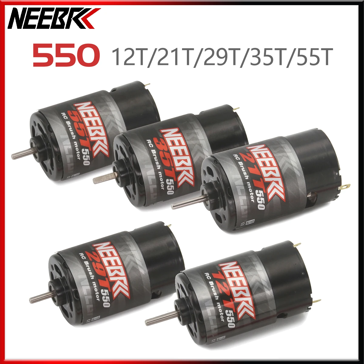 NEEBRC 550 Moteur Brossé Étanche 12T 21T 29T 35T 55T pour RC 1:10 Axial