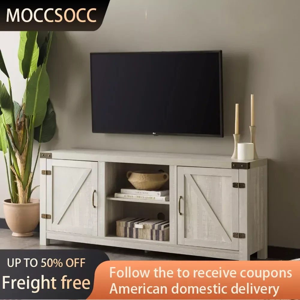 

Современная Подставка для телевизора с двойной дверью сарая в стиле современного фермерского загородного дома из жоржтауна, подставка для телевизора длиной до 65 дюймов, 58 дюймов, серый камень, бесплатная доставка