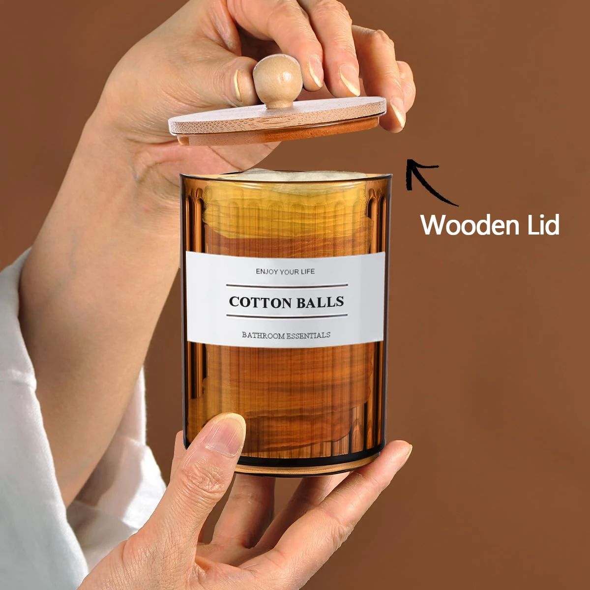 Amber Bathroom Jars storage box 2/3PCS Tray Vanity Office Use Storage Jar Cotton Balls Clips Sponges Floss Pick Apothecary Jars