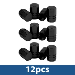 Durable Aluminum Alloy Tire Valve Caps - Anti - Rust, Dustproof, Leak - Proof, 4 Colors Available (Black - 12PCS)