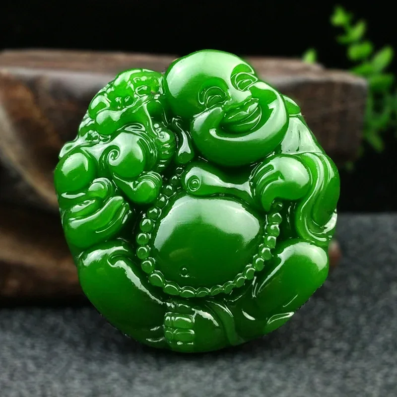 

Natural GreenHand-Carved Jade Dragon Pendant with Double-sided Hollow-out Ancient Chinese Costume Accessories AntiqueWaist Jade