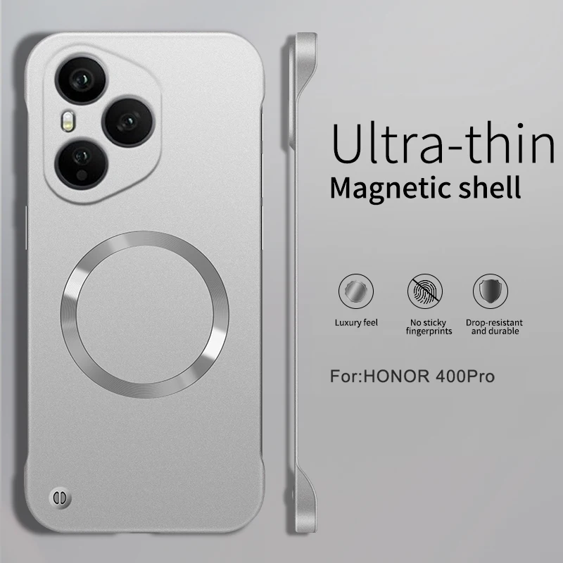 Slim Frameless Frosted Metallic Paint MagSafe-Compatible Phone Case with Wireless Charging