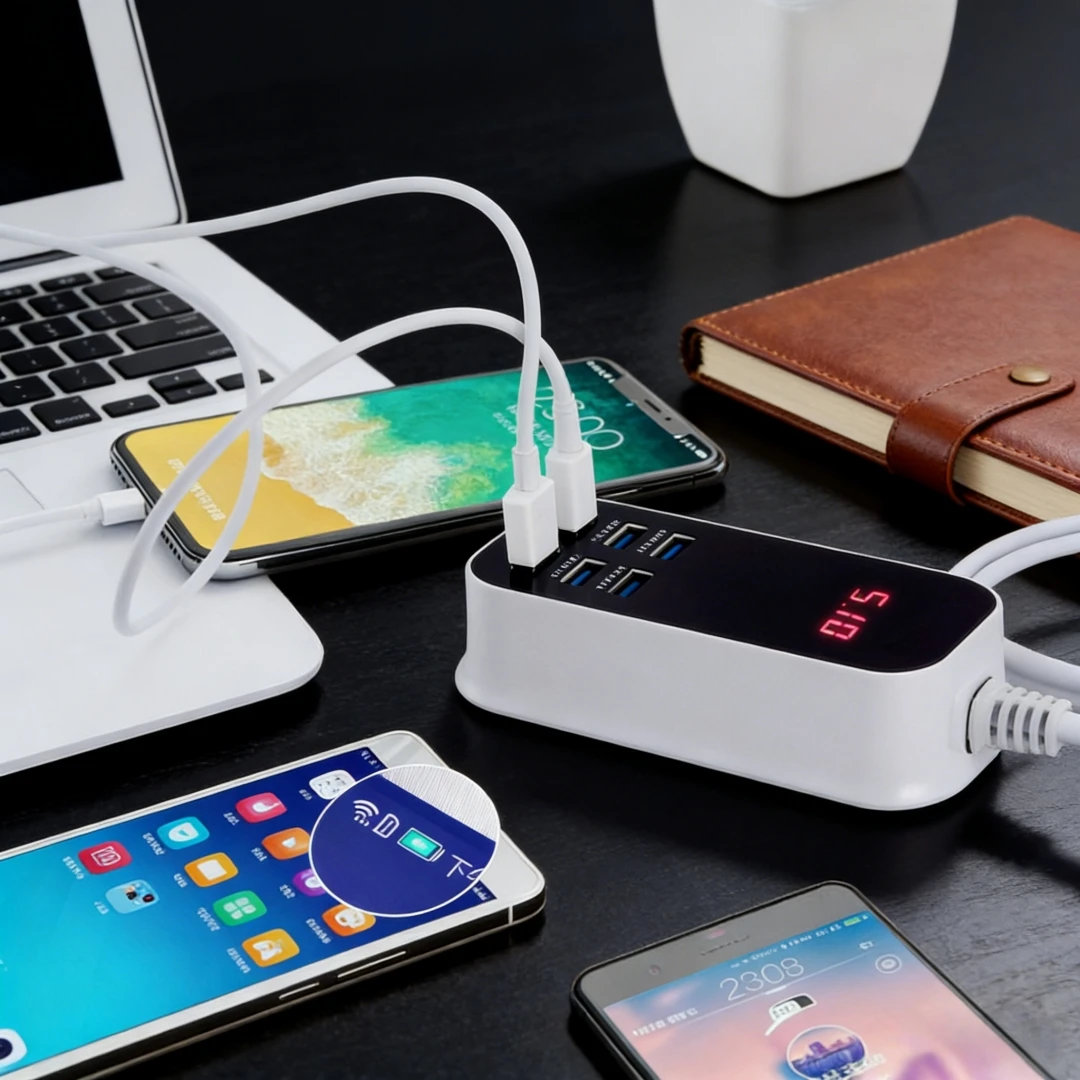 รูปสินค้า อะแดปเตอร์ชาร์จเร็ว 6 พอร์ต USB-C PD 50W พร้อมไฟ LED