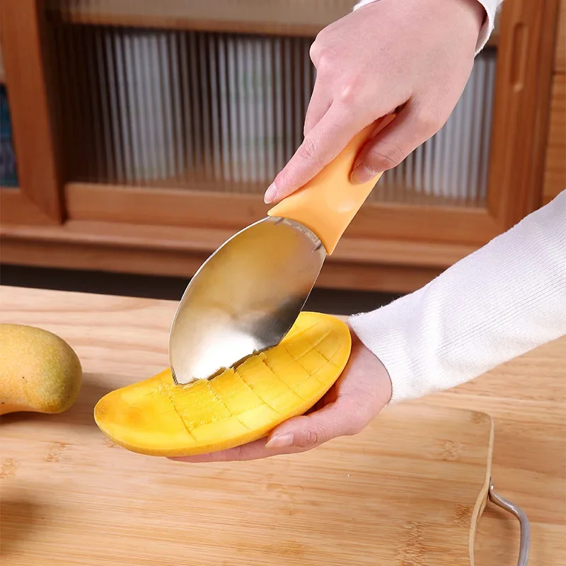 Multifunctional Mango Slicer Fruit Pulp Separator Mango Splitter Cutter Corer Tool Spoon Fruit Spoon Diced for Kitchen Tool